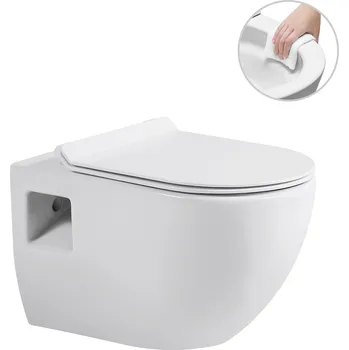 CERANO - WC závěsné Dure, Rimless + Slim/UF sedátko - bílá lesklá - 51x35 cm