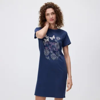 Dámské noční prádlo Reserved - Noční košile s potiskem - tmavomodrá - 026EY-59X - 026EY-59X-XL