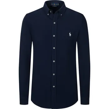 Pánská košile Velké Velikosti - Polo Ralph Lauren - Federlehké síťované tričko s výšivkou hráče póla - 3XL - Námořnická Modrá