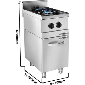 Sporák G.Gastro Commercial Gas Hob - 6,5 kW - 2 Burners - Base Cabinet