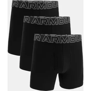 Pánské spodní prádlo Boxerské Trenýrky UNDER ARMOUR UA Performance Cotton 6“ (3 kusy) - černé