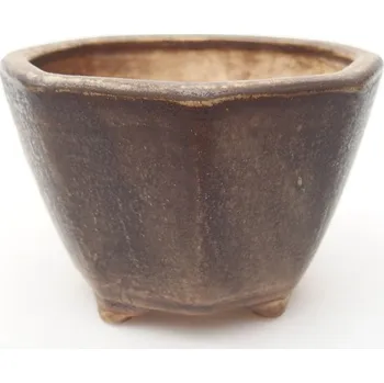 Květináč Keramická bonsai miska 8,5 x 8,5 x 6 cm hnědá