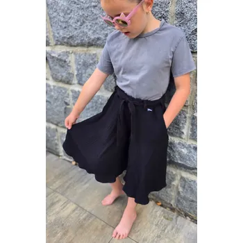 Dívčí sukně Kulišárny DÍVČÍ mušelínová kalhotová sukně BLACK VELIKOST: 164, DÉLKA: MINI- nad kolena