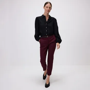 Dámské kalhoty Reserved - Cigaretové kalhoty s páskem - mahagonová - 293FT-93X - 293FT-93X-38