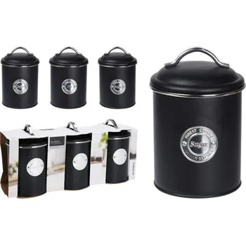 Dóza na potraviny Excellent Dóza s víkem na potraviny kovová sada 3 ks