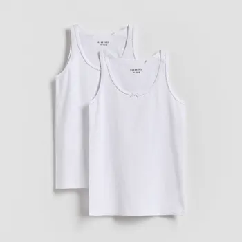 Dívčí spodní prádlo Reserved - Bavlněný nátělník 2 pack - bílá - 111FQ-00X - 111FQ-00X-U14