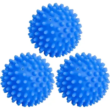 Sada 3 míčků do sušičky prádla 6 cm Opakovaně použitelné masážní kuličky s hroty Usnadnění sušení Ekologická úspora energie modrá