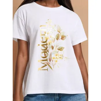 Dámské tričko Sinsay - Tričko se zlatým potiskem - bílá - 368FK-00X - 368FK-00X-XL