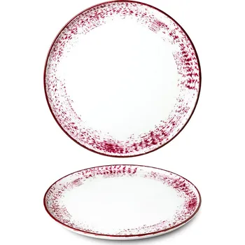 Talíř G. Benedikt | Mělký talíř, červený okraj, 29 cm, Optimo hand painted