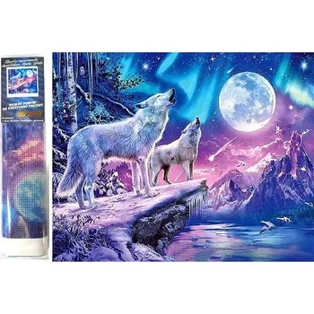 Diamantové malování Norimpex Vlci za úplňku 30 × 40 cm