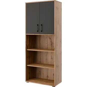 police Regál vysoký NEJBY GIANNI PREMIUM s dvířky typ 2, korpus: dub wotan, dvířka: antracit + vyzvednutí ZDARMA