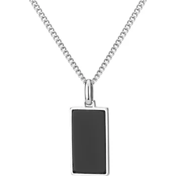 Náhrdelník Manoki Pánský náhrdelník s černým achátem Vito - chirurgická ocel WA825 Stříbrná 55 cm