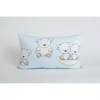 Dekorativní polštářek Dětský dekorační polštářek - 60x35 cm - medvídek na měsíci modrý