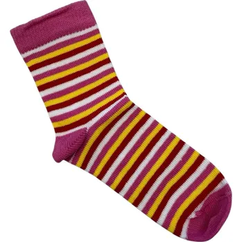 Dětské ponožky s lycrou růžovo žluté pruhy, Velikost: 19 - 20 (29 - 30), Barva: Růžovo - žlutá