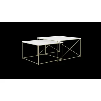 Konferenční stolek ADRK Konferenční stolek LICCO 2in1 G-WS 75, bílá lesk/zlatá