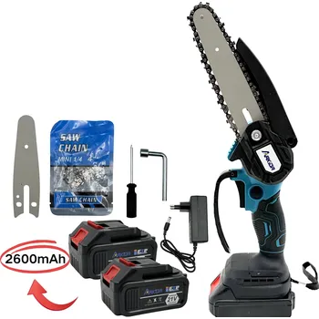 Motorová pila Arkida Aku řetězová pila AR-1822 s bezuhlíkovým motorem, 2x2600mAh Náhradní baterie+nabíječka+příslušenství