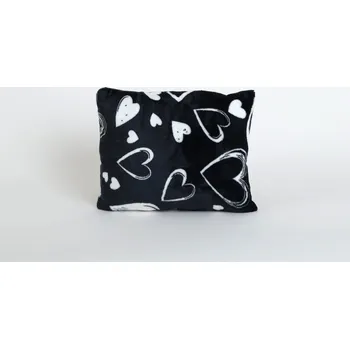 Dekorativní polštářek Dětský dekorační polštářek fleece - 30x25 cm - černá srdíčka