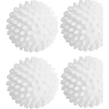 Sada 4 bílých míčků do sušičky prádla 6 cm Opakovaně použitelné míčky s hroty Změkčení textilu Ekologická alternativa aviváže