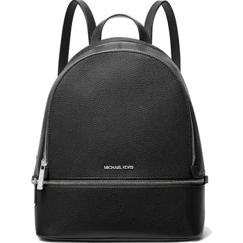 Městský batoh Michael Kors Batoh Rhea Medium Pebbled Leather Backpack Black Silver