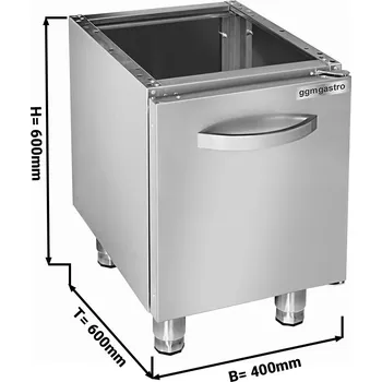 Sporák G.Gastro Spodní skříňka pro komerční plynový sporák - nerezová ocel - 400×600×600 mm - 1 dveře - vhodné pro GHK4632 a GHK4631 - nastavitelné šroubovací nožičky