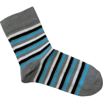 Dětské ponožky s lycrou šedo modré pruhy, Velikost: 17 - 18 (25 - 27), Barva: Šedo - modrá