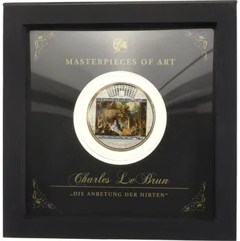 20 $ Cookovy ostrovy 2011 – Charles Le Brun – Klanění pastýřů, 3 oz stříbra, Masterpieces of Art 93,3 g (3 oz)