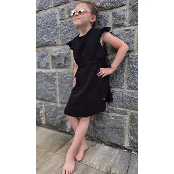 Dívčí šaty Kulišárny Dívčí šaty BELLA - BLACK mušelín VELIKOST: 122 (6-7 let)