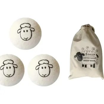 Praní a péče o prádlo 3 ks vlněné míčky do sušičky prádla Opakovaně použitelné ekologické míčky s motivem ovečky Přírodní sušení Bez chemie 5 cm