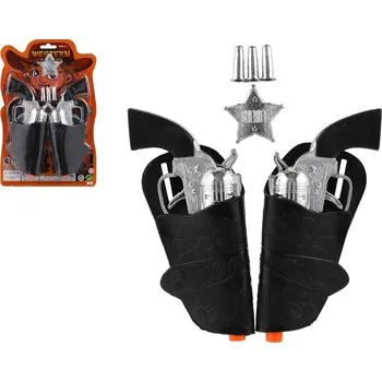 Hračka Teddies Pistole/kolt klapací s pouzdrem 2ks kovbojská sada plast s doplňky na kartě 19x29cm