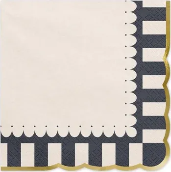 Papírový ubrousek PartyDeco Ubrousky papírové černo-béžové 33x33cm 12 ks