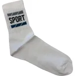 Dětské bavlněné ponožky bílé s nápisem SPORT, Velikost: 21 - 22 (31 - 34), Barva: Bílá