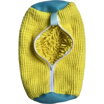 Nadýchaný mikrovláknový sáček na praní bot 39 x 19 cm Se zipem Ochranný vak na obuv do pračky Prací pytlík Jemný materiál Prodloužení životnosti žlutá