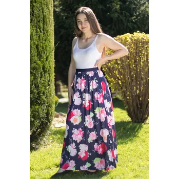 Dámská sukně Dámská sukně KIXMI PEONY TMAVĚ MODRÁ L