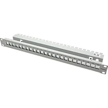 Patch panel EasyLan Patchpanel pro keystone 19", STP, 24 portů, neosazený, šedý (CKVPL0101E) - 21.17.3145