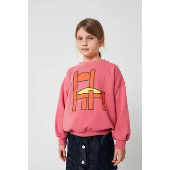 Chlapecká mikina Dětská bavlněná mikina Bobo Choses Chair růžová barva, s kapucí, vzorovaná, 225AC034 30X, vel. 99/110