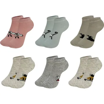 Kalhotky PESAIL Dámské kotnikové ponožky KOČKA CW410 6 páry Barva: Mix, Velikost: 35-38