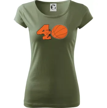 Dámské tričko Basketball kulaté narozeniny 40 - Dámské triko Pure - S ( Khaki )