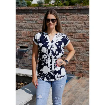 Dámské tričko Dámská halenka KIXMI SABINE TMAVĚ MODRÁ S