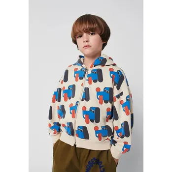 Chlapecká mikina Dětská bavlněná mikina Bobo Choses Doggy Mate béžová barva, s kapucí, vzorovaná, 225AC049 02X, vel. 99/110