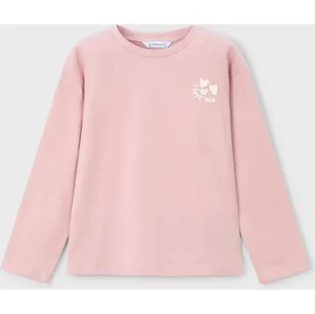 Dívčí tričko Dětské bavlněné tričko s dlouhým rukávem Mayoral 4005.6C.Mini.9BYA růžová 30X, vel. 92