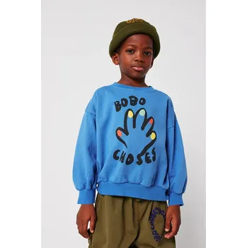 Chlapecká mikina Dětská bavlněná mikina Bobo Choses High Five 225AC035 modrá 55X, vel. 89/98