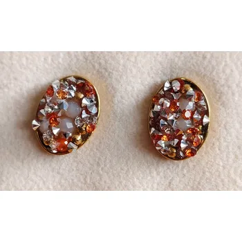 Náušnice Náušnice s kamínky - Oválky Barva: Oranžová