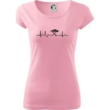 Dámské tričko Piano ekg - přenosné - Dámské triko Pure - XS ( Růžová )