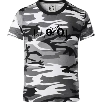 Chlapecké tričko EKG fatbike - Dětské maskáčové triko - 146 cm/10 let ( Šedý maskáč )