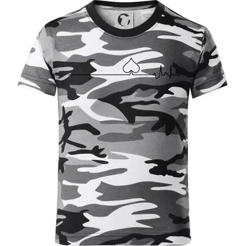 Chlapecké tričko Poker EKG listy piky - Dětské maskáčové triko - 146 cm/10 let ( Šedý maskáč )