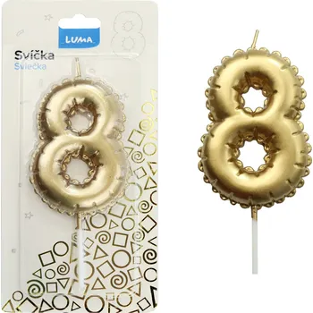 Balónek Majjam Svíčka č. 8 balónek ZLATÝ