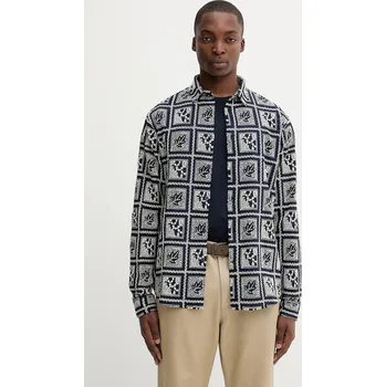 Pánská košile Bavlněná košile Desigual JACK pánská, tmavomodrá barva, relaxed, s klasickým límcem, 25WMCW25 59A, vel. XL