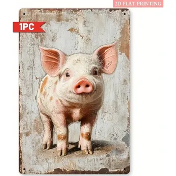 Plechová cedule BAF Nástěnná kovová cedule Prasátko pro štěstí. 20 x 30 cm