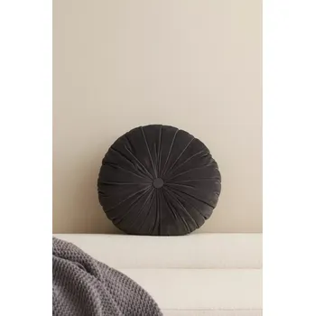 Dekorativní polštářek Kulatý polštář lona Ø 45 cm sametový olivový