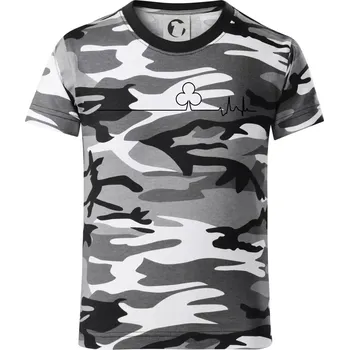 Chlapecké tričko Poker EKG žaludy trefy - Dětské maskáčové triko - 146 cm/10 let ( Šedý maskáč )